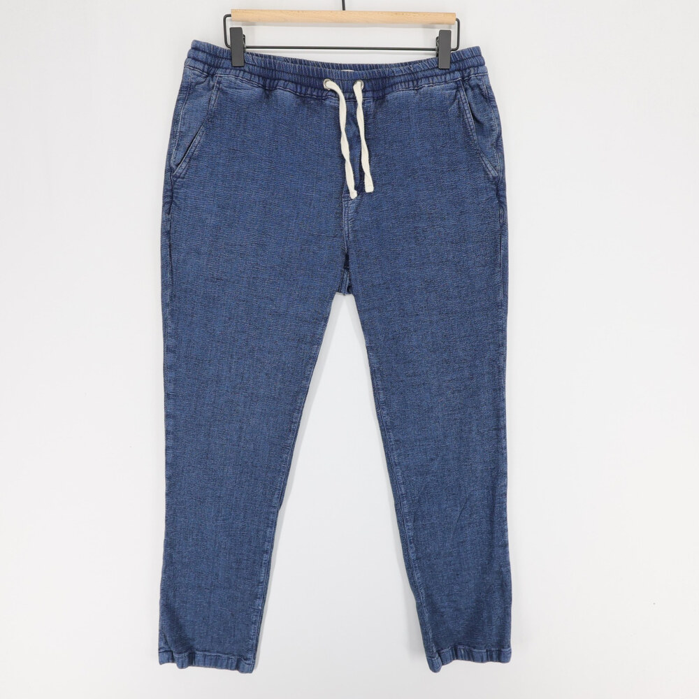 Marine Layer Saturday Pants Mens L Blue Textured Drawstring Elastic Waist